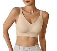 SRZYMJ Khaki Shaper-BH mit Verschluss | Bügelloser Komfort-BH Damen Sport Einfarbig Ohne Bügel Bustier Klassische Bequem Stretch Bra Mittle Halt Gepolstert Wohlfühl-BH Bustiers Top Soft 4XL