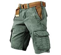 SRZYMJ Kurze Hose Herren Sommer Stretch Gant Shorts Herren Sporthose Kurz Mit Taschen Weiß Herren Boxershorts Baumwolle Dünnehosen Stretch Arbeitshose Radhose Gepolstert Grün Leinenhose XXL XXL