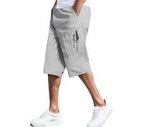 SRZYMJ Kurze Hose Schwarz Herren Stretch Shorts Herren Chino Hose Kurz Beige Camouflage Hose Herren Cord Hose Chino Hose Cargohose Kurz Softshellhose Winter Grey Leichte Sommerhose 7/8 XL