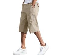 SRZYMJ Kurze Hosen Herren Sport Mit Taschen Trainingsshorts Herren Hose Arbeit Kurze Jogginghose Freizeithose Sommer Leicht Chino Hose Regular Fit Hosenträger Für Herren Chino Hose Stretch 7/8