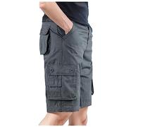 SRZYMJ Kurze Jogginghose Herren Männer Shorts Sommer Kurze Herrenhosen Cargo Shorts Herren Sommer Kurze Freizeithose Herren Dunkelgrau Chino Hose Herren Beige Herren Shorts Jeans 3XL