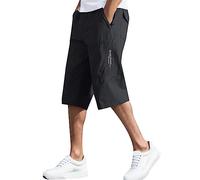 SRZYMJ Kurze Sporthose Herren Mit Taschen 3XL Long Shorts Herren Arbeitshose Schwarz Fahrrad Unterhosen Anzug Hose Herren Stoffhose Sommer Strumpfhose Hautfarben Winter Schwarz 7/8 Hose XL