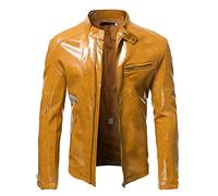 SRZYMJ Lederjacke Herren Gelb Lederjacke Herren Langjacke Bikerjacke Herren Leder Regenjacke Herren Leicht Dünn Rad Herren Shirts Lederjacke Herren Echtleder 3XL Regenjacke Reflektierend
