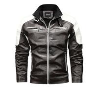 SRZYMJ Lederjacke Herren Kaffee Lederjacke Herren Biker Echtleder Windbreaker Herren Schwarz Wasserdichte Regenmäntel Arbeitsjacken & -Mäntel Leichte Regenjacke Herren XXL Strickjacke Herren Langarm