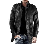 SRZYMJ Lederjacke Herren Schwarz Leder Jacke Regenjacke Herren Leicht Herren Oberteile Dünne Sweatjacke Herren Jacke Abnehmbare Ärmel XXL Bomberjacke Herren Lederimitat