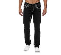 SRZYMJ Loose Fit Herren Jeans Jeans Regular Fit Männer Jeans 36/32 Herren Jeanshose Herren Stretch Caprihose Jeans Jogginghose Eng Cargohose Chino Hose Weit Cargo Outdoor Hosen Schwarz XXL