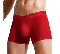 SRZYMJ Männer Boxershorts Herren Unterhosen Retroshorts Herren Boxershorts Herren Pack Sommer Kühler Sinn Nahtlose Herren-Boxershorts Schnell Trocknende Männer Boxershorts Unterhosen Rot L