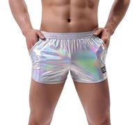 SRZYMJ Männer Boxershorts Herren Unterhosen Retroshorts Herren Herren Low Rise Sexy Boxer Brief Eisseiden Modal Unterhose Boxershorts Trunk Männer Unterwäsche Silber XL