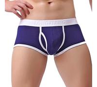SRZYMJ Männer Boxershorts Unterhosen Männer Herren Retroshorts Boxershorts Herren Farbig Herren-Unterwäsche, weiche, atmungsaktive -Viskose-Unterwäsche mit offener Fliegentasche Blau
