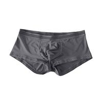 SRZYMJ Männer Boxershorts Unterhosen Männer Retroshorts Für Herren Herren Low Rise Sexy Boxer Brief Eisseiden Modal Unterhose Boxershorts Trunk Männer Unterwäsche Grey L