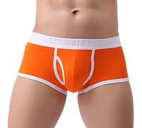 SRZYMJ Männer Boxershorts Unterhosen Retroshorts Boxershorts Herren Baumwolle, ohne Kratzenden Atmungsaktive Underwear Sportunterwäsche mit Eingriff Gummibund Weiche Boxershorts Unterwäsche Orange