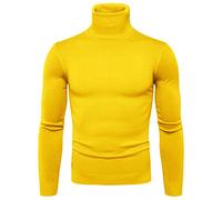SRZYMJ Male Strickpullover Gelb Herren Pullover Rundhals Strickpullover Freizeit Business Sweater Feinstrick mit Vertikaler Gestreiftes Gym Tank Top Bauchweg Shirt Jeanshemd Langarm Arbeits Tshirt XL