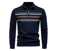 SRZYMJ Male Strickpullover Marine Pullover Herren mit Reissverschluss Waffel Strickpullover V Ausschnitt Winterparka Hoodies Lang T-Shirt 4XL T Shirt Bedrucken Karierte Bluse Oktoberfest L