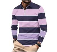 SRZYMJ Poloshirt Herren Langarm Basic Denim Nähen Casual Baumwolle Golf Tennis Poloshirts Lila Poloshirts Für Herren Langarm XL Bluse Weihnachts Pullover Damen Unterhemd Herren Hemd Freizeithemden
