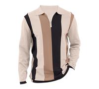 SRZYMJ Poloshirt Herren Langarm Basic Langarmshirts Casual Tennis Polohemd Revers mit Knopf Herren Kontrast Poloshirts Langarm Polo Männer Elegant Arbeit Sport Outdoor Khaki Hemd Langarm XL