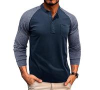 SRZYMJ Poloshirt Herren Langarm T Shirts Gym Kariert Pullover Slim Fit Golf Sports Polokragen Pullover Langarm Feinstrick Blau Langarm Thermoshirt Herren M Yoga-Shirt Tshirt Pullover Hemd