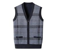 SRZYMJ Pullunder Herren Ärmellos Sport Warm Strick Wolle Ärmellose Weste Short Einfarbig Pullover Sweater Weich Business Winter Tanktops Lässig Strickweste 70er Light Grau Strickwesten Strickweste XXL