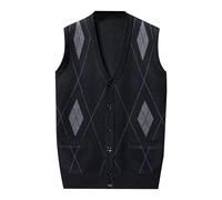 SRZYMJ Pullunder Herren Ärmellose Strickweste V-Ausschnitt Strick Pullover Weste Winter Einfarbig Sleeveless Strickpullover für Männer S-XXL Dunkelgrau Mesh Weste Freizeit Gestrickte Business XXL