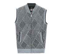 SRZYMJ Pullunder Herren V-Ausschnitt Ärmellose Strickweste Elegante mit Stehkragen und Reißverschluss Light Grau Winterweste Herren Baumwollmischung Regular Fit Herren Pullover Rollkragen M