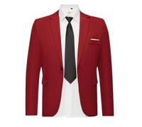 SRZYMJ Rot Herren Anzugsakko Lang Mantel Herren Winter Sakko Sportlich Freizeit Blazer Regular Fit Männer Wintermantel Leicht Herren Sakko Sportlich Elegant Freizeit Jacket Herren Jacke Anzug Hemd XL
