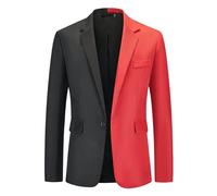 SRZYMJ Rot Sakko Herren Baumwoll Leinen Regular Fit Schalkragen Anzugjacke 2 Knopf Jacke für Hochzeit Freizeit Anzüge & Sakkos Für Herren Jacke Herren Sommer Leicht Baumwolle Hemd S