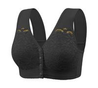 SRZYMJ Schwarz Damen Nahtloser BH Ohne Bügel Tiefem gewellte Ränder Soft Push Up Bralette Bequem Seamless BH für Alltag, Freizeit, Sport & Yoga Halt Grobe Grobe Gekreuzt Ruicken 44