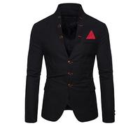SRZYMJ Schwarz Sakko Herren Sportlich Klassisch British Blazer Knöpfe Modern Strick Blazer Anzugjacke für Männer Anzug Schwarz Strand Freizeit Anzug Sakko Sportlich Modern Regular Fit Anzug Hemd M