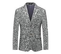 SRZYMJ Silber Anzugjacke Herren Regular Fit Strick Blazer Winter Freizeitanzug Klassisch Sakko WäRme Winterjacke Bequem Cardigan Geeignet für Party Abschlussball Hochzeit Smoking Anzug Hemd 5XL