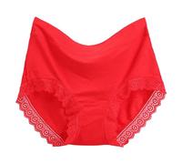 SRZYMJ Spitze String Tanga Damen Unterhosen,Nahtlos Unterwäsche Frauen, Seamless Invisible Lace Slip Panty,Ohne Naht Komfortabel Unterhose Underwear,Atmungsaktiv Thong Rot Unterwäsche Panties L