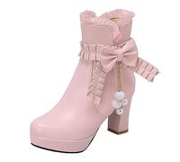 SRZYMJ Stiefel Damen Kein Absatz Kniehohe Stiefel Hohe Absätze Reißverschlussstiefel Cowboy-Stiefel Spitze Hohe Stiefel Mode Mittelrohrstiefel Stiefel 37 Schnurstiefel Schwarz Schwarz 35-43