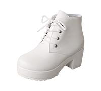 SRZYMJ Stiefeletten Damen Mit Absatz Frühling, Ankle Toe Schuhe für Damen Hohe Stiefel Stiefel Heels Spitze Chunky Damenstiefel Weiße Damen 43 Overknees Stiefel Sommer Stiefeletten Damen Stiefel Damen