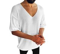 SRZYMJ T-Shirts Für Herren Weiß T-Shirts Für Herren V-Ausschnitt Weiss Tshirt Herren V Ausschnitt Weit T Shirt Muskelshirts Funktionsshirt Kompressionsshirt Poloshirts Sportshirt Wandershirt