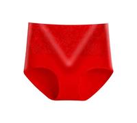 SRZYMJ Unterhosen Damen Panty Baumwolle Seamless Hipsters Spitze Unterwäsche Frauen Dessous Set Taillenslip Nahtlos Baumwolle Tangas Spitze Slips Baumwolle Strings 10Er Pack Rot