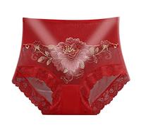 SRZYMJ Unterhosen Damen Set Baumwolle Weiche Panties Cotton Unterwäsche Frauen Baumwolle Spitze Taillenslip Mit Spitzenbund 60 Grad Tangas Seamless Slips Sexy Schwarz Strings Weiß Rot