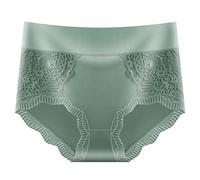 SRZYMJ Unterhosen Damen Tanga Hohe Taille Panties Spitze 46 Unterwäsche Frauen Taillenslip Hoher Beinausschnitt Tangas 10Er Pack Weiß Slips Sexy Große Größen Strings Seamless Grün