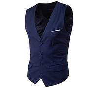 SRZYMJ Weihnachtsweste Herren Weihnachten Anzugweste Slim Fit Fischgrätweste Anzug Weste Spaß Weste Weihnachten Festlich Santa Party Hochzeit Ärmellose Vest Marine Gilet Herren