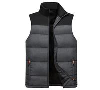 SRZYMJ Weste Herren Grey Herren Steppweste 2025 Winter Warme Weste Stehkragen Jacke mit Reißverschlüssen Taschen Ärmellos Jacke Casual Übergangsweste Dicke Daunenweste Outdoorweste Puffer Weste 5XL