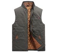 SRZYMJ Weste Herren Grün Herren Cordweste Winter Fleece Bodywarmer Warm Ärmellos Jacke Mantel Lässige Thermoweste Oberbekleidung mit Taschen Outdoor Arbeit Fleeceweste für Männer Warme Weste 3XL