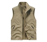 SRZYMJ Weste Herren Khaki Herren Steppweste Leichte Bequem Weste Stehkragen Outdoor Jacke Outdoorweste Taschen Ärmellose Jacke Casual Übergangsweste Dicke Daunenweste Outdoorwesten Puffer Weste