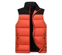 SRZYMJ Weste Herren Orange Herren Fleeceweste mit Teddyfell Warm Gefüttert Herrenweste Winter Gilet Ärmellose Jacke Baumwolljacke Herren Daunenweste Herren Herren Weste Lang L
