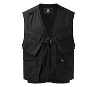 SRZYMJ Weste Herren Schwarz Herren Steppweste mit Kapuze Leicht Winterweste Outdoor Dicke Freizeit Gilet Ärmellos Jacke Sport Weste Zip Pullover Herren Weste Herren Sommer Herren Weste L