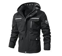 SRZYMJ Windbreaker Herren Lederjacke Echtleder Vintage Warme Jacke Winter Regenjacke Wasserdicht Winter Jacke Lederjacke Echtleder Vintage Schwarz Jogging Jacke Herren L