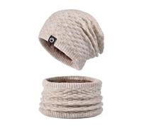 SRZYMJ Winter Warm Mütze, Schal Sets für Damen Herren, Mütze Und Schal Herren Wintermütze Herren Halstuch Kariert Jogging Mütze Cowboyhut Weiß Pashmina Schal Damen Kaschmir Schwarze Beanie