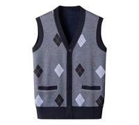 SRZYMJ Wollweste Herren Slim Fit Warm Casual Pulloverwestee Weste V-Ausschnitt Baumwolle Ärmellose Cardigan Herren-Westen Strickweste Winter Schwarze Strickpullover Pullunder E Strickwesten 3XL
