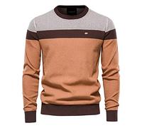 BeerMmay Herren Pullover Pullover gestreifte Nähte Langarm Pullover lässiger Herren Pullover Pullover Pullover, Orange, XL