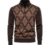 SSBZYES Herren Pullover Rollkragenpullover Casual Knitwear Half Zip Turtleneck Herren Pullover Casual Top Sweater, braun, M-L