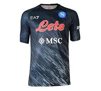 SSC NAPOLI Herren Sportliches V-Ausschnitt Kurzarm-Shirt, Blu Navy, S, Polyester Mischung, Einfarbig, Pull-On, Klein/Medium, SHIRT, Hemd