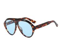 SSFVTTL Modische übergroße Damen-Sonnenbrille, Retro, Bonbonfarbe, UV400, für Herren und Outdoor (Bernsteinblau)