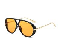 SSFVTTL Übergroße Sonnenbrille mit Doppelsteg für Herren, Retro, orange, modische Damen-Sonnenbrille, UV400-Schutz, Herrenbrille (Schwarz-Orange)