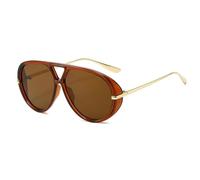 SSFVTTL Übergroße Sonnenbrille mit Doppelsteg für Herren, Retro, orange, modische Sonnenbrille für Damen, UV400-Schutz, Herrenbrille (braun-braun)